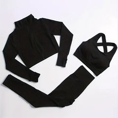 Ultimate Yoga Fitness Set: Seamless Top, Leggings, Sports Bra