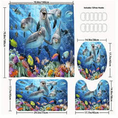 Under The Sea World Whale Bathroom Shower Curtain Set