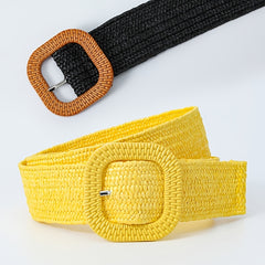 Candy Elastic Straw Belts Boho Braided Belts Casual Dress Belt Women Girdle