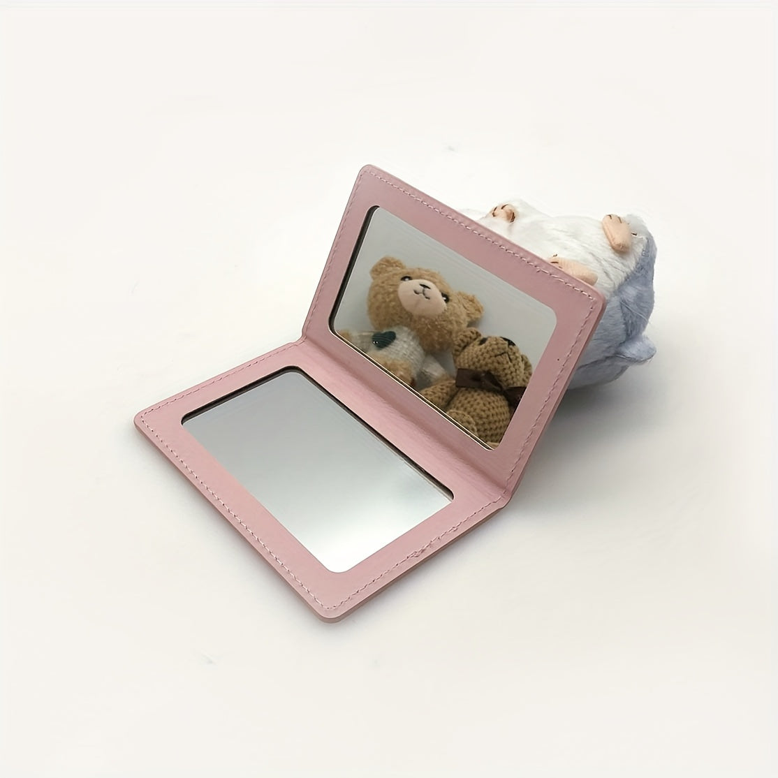 PU Leather Makeup Mirror Double sided Portable Folding Mirror