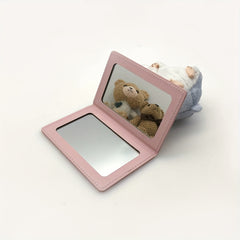 PU Leather Makeup Mirror Double sided Portable Folding Mirror