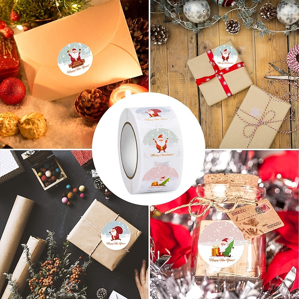 500 Merry Christmas Decoration Stickers Roll - Children's Sealing Sticker