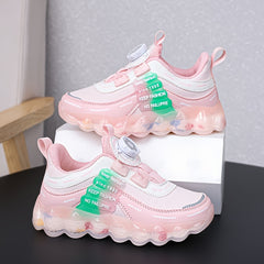 Girl's Rotating Buckle Running Shoes Soft Sole Sneakers
