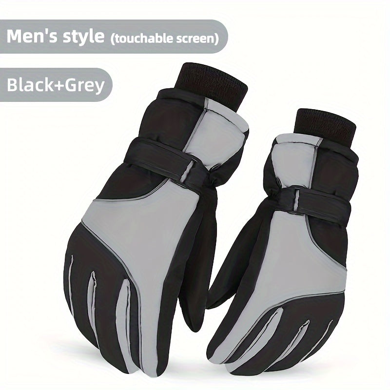 Men's Winter Touch Screen Windproof Warm All Finger Gloves for Skiing Cycling