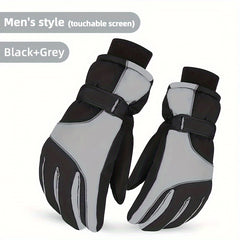 Men's Winter Touch Screen Windproof Warm All Finger Gloves for Skiing Cycling