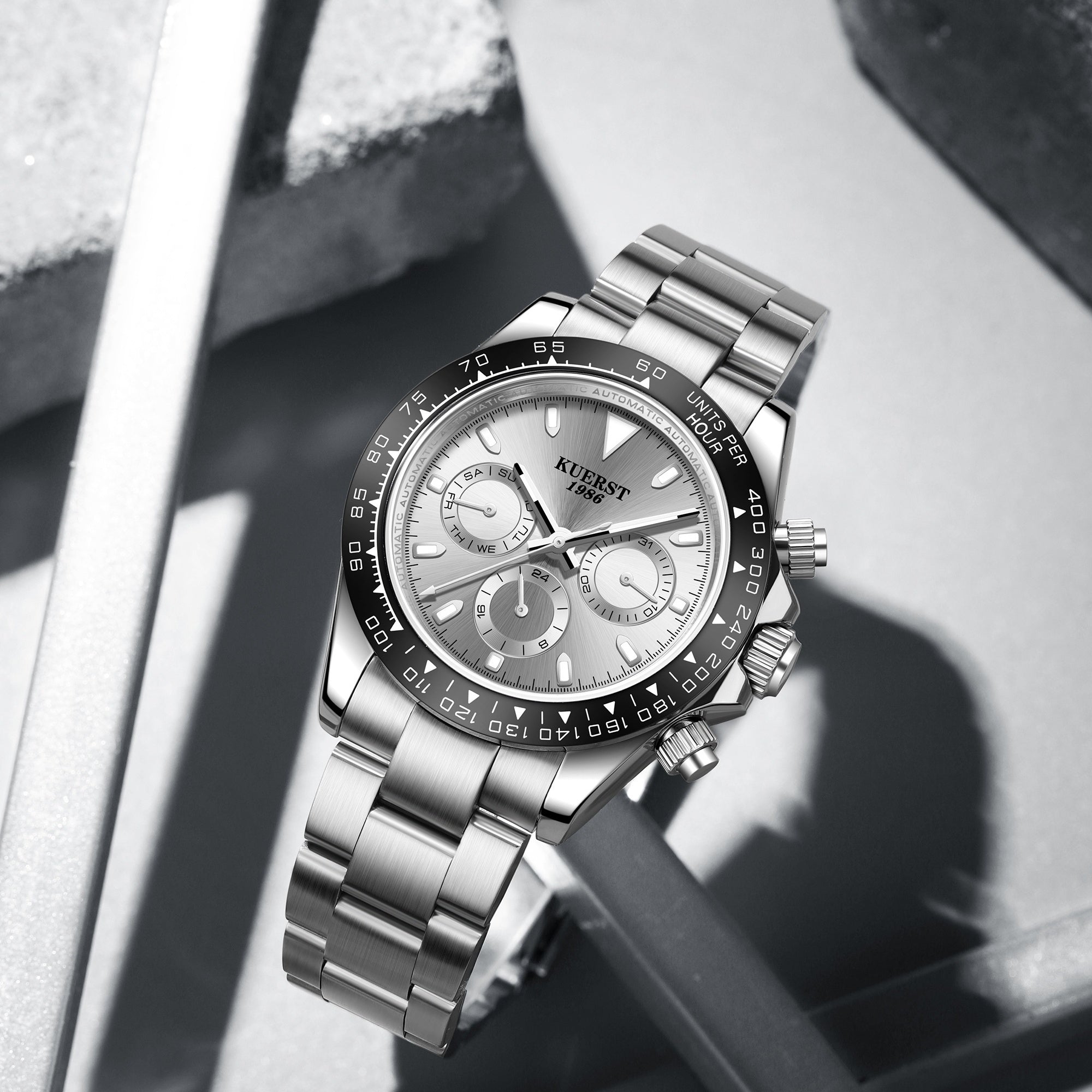 KUERST Ceramic Circle Waterproof Luminous Mechanical Watch