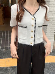 V Neck Button Up Cardigan for Women