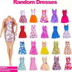57pcs Doll Clothes & Accessories: 5 Wedding Dresses, 3 Swimsuit, 4 Short Skirts
