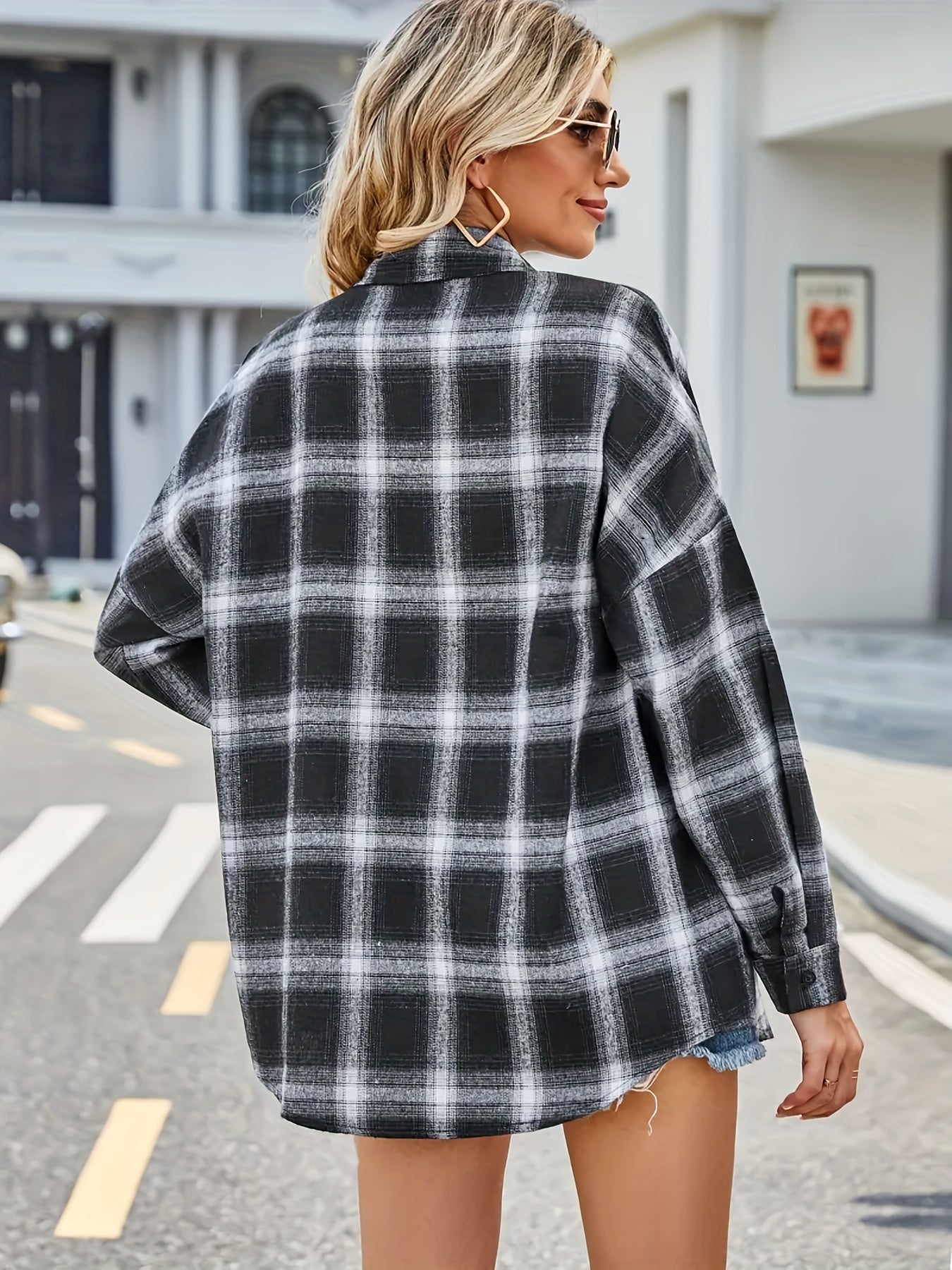 Plaid Print Long Sleeve Button Up Shirt