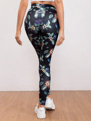 Flower Print Yoga Workout Pants High Stretch Running Sports Fitness Leggings
