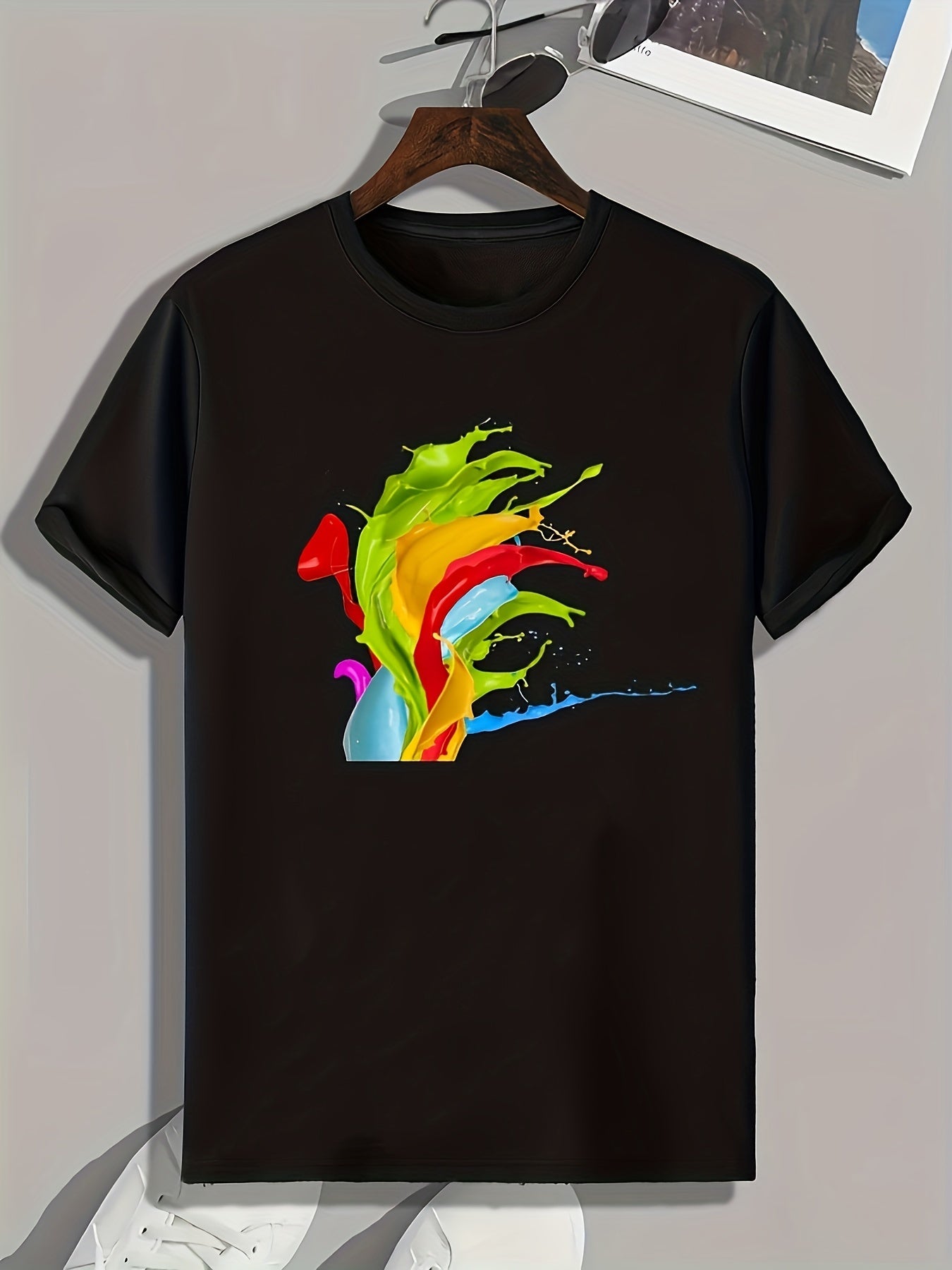 Colorful Paint Print Men's Graphic T-shirt for Summer