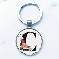 Letter Print Pendant Keychain Metal Alloy Key Chain Keyring Gift
