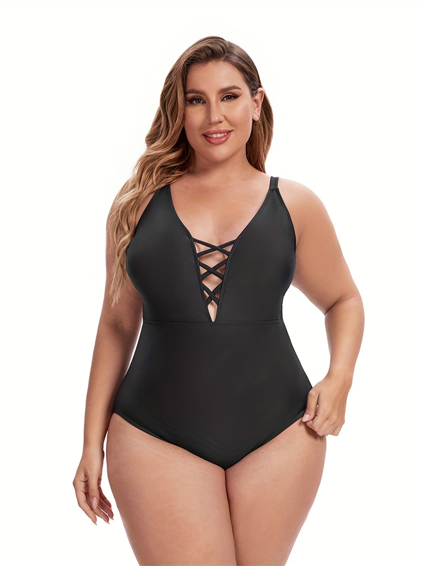 Criss Cross Cut Out One Piece Swimsuit