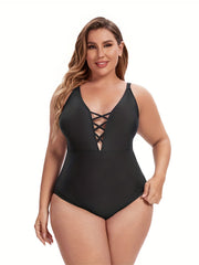 Criss Cross Cut Out One Piece Swimsuit