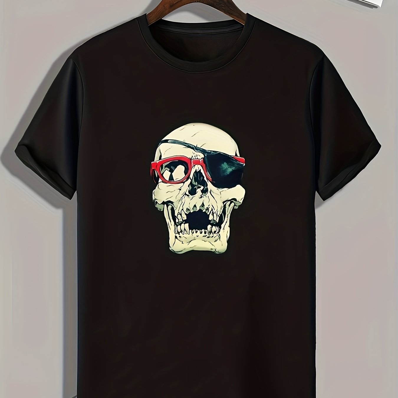 Skull Print Men's Graphic T Shirt for Summer