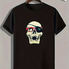 Skull Print Men's Graphic T Shirt for Summer