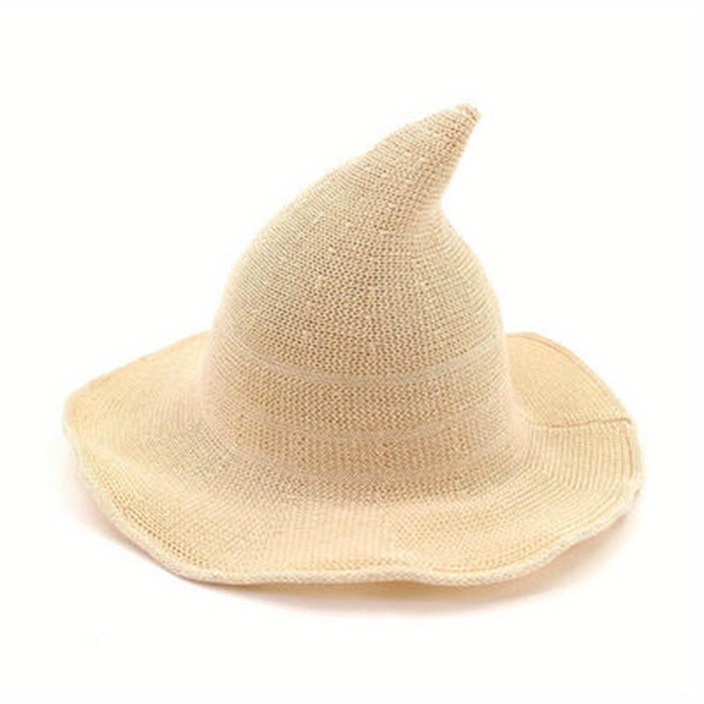 Gothic Witch Wool Knit Hat for Halloween Parties
