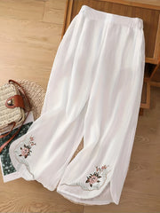 Floral Pattern Crop Wide Leg Pants Spring & Fall Casual Loose Pants