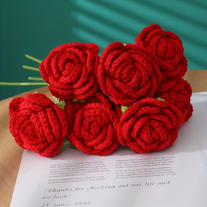 Crochet Wool Eternal Flower Round Rose Handicrafts Family Lover Gift