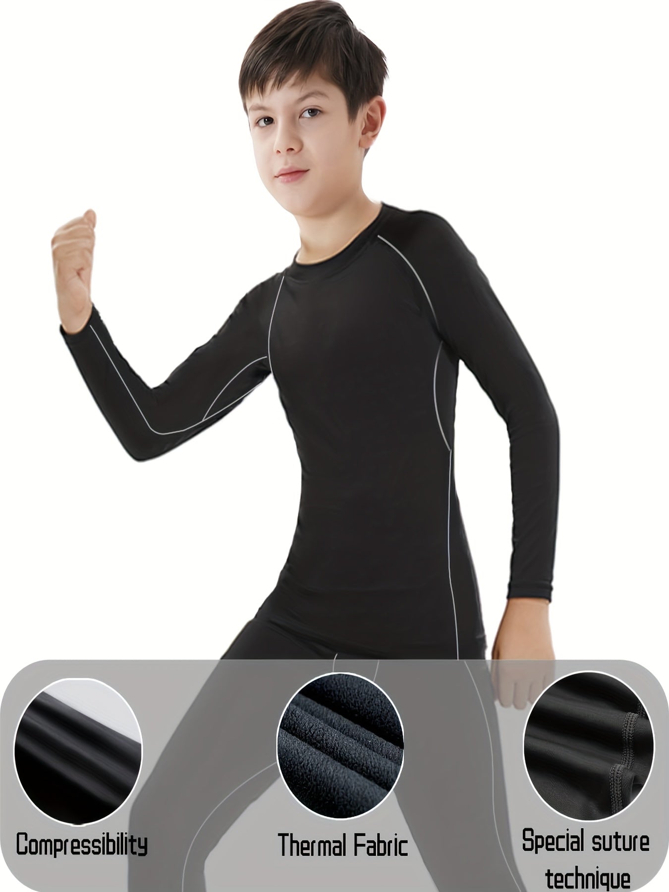 Boy's 4PCS Compression Pants Long Sports Activewear Gym Fitness Leggings