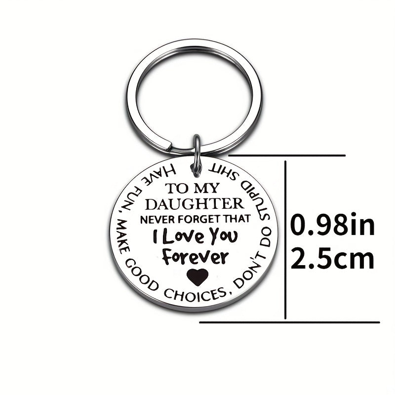 To My Daughter Son I Love You Forever Keychain Metal Key Ring Graduation Gift