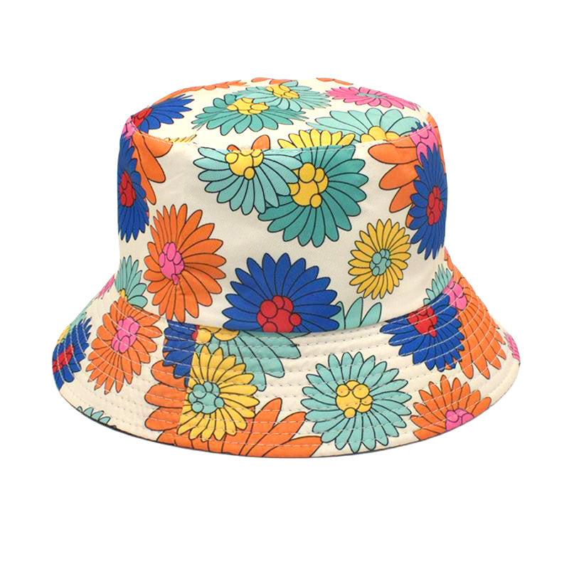 Colorful Print Bucket Hat Panda Dog Flower Cartoon Cloche Hat