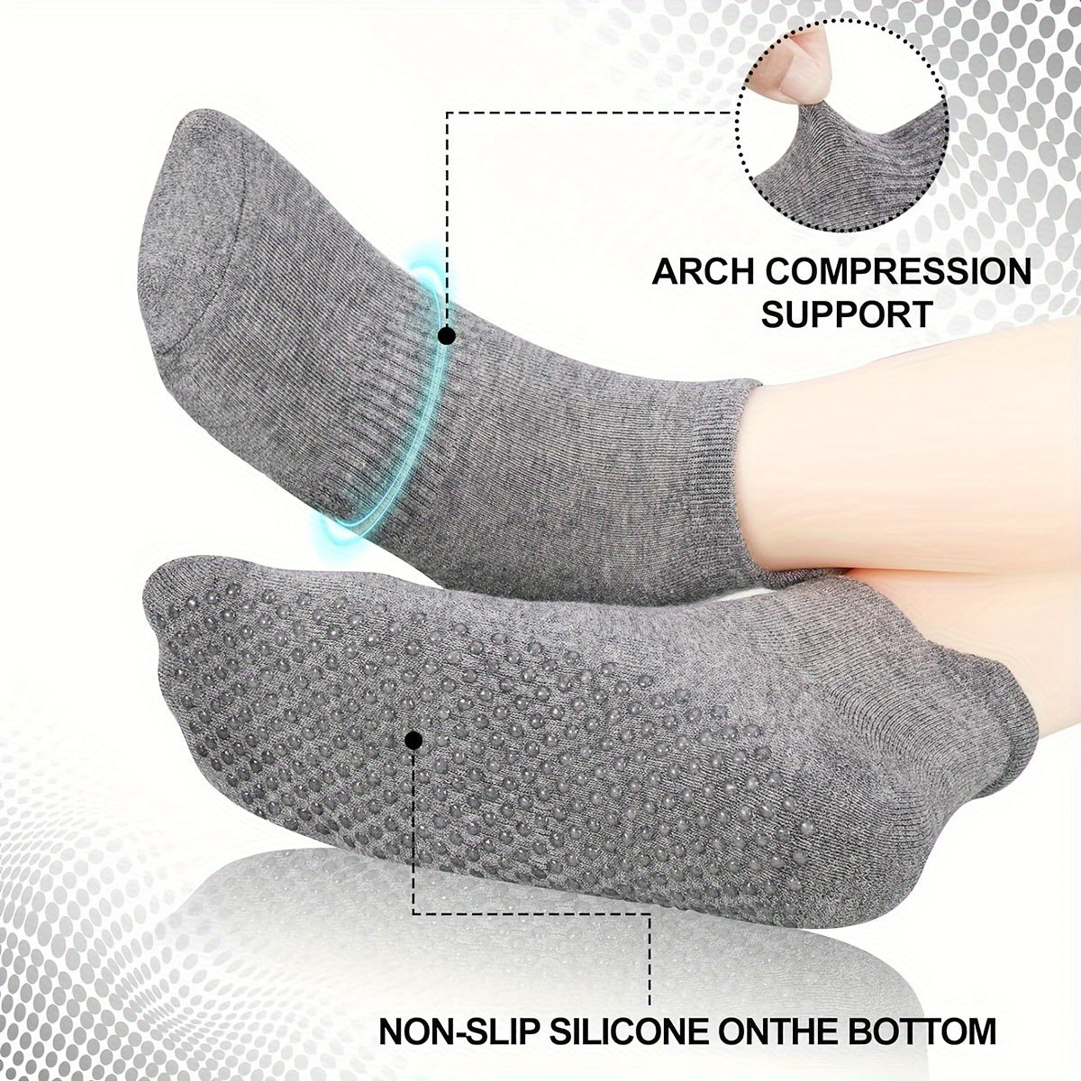 Breathable Non-slip Yoga Socks w/ Extra Grips for Barre Ballet Pilates Fitness