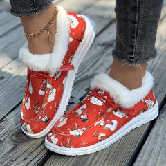 Women's Christmas Style Snow Boots with Santa Claus Reindeer Patterns