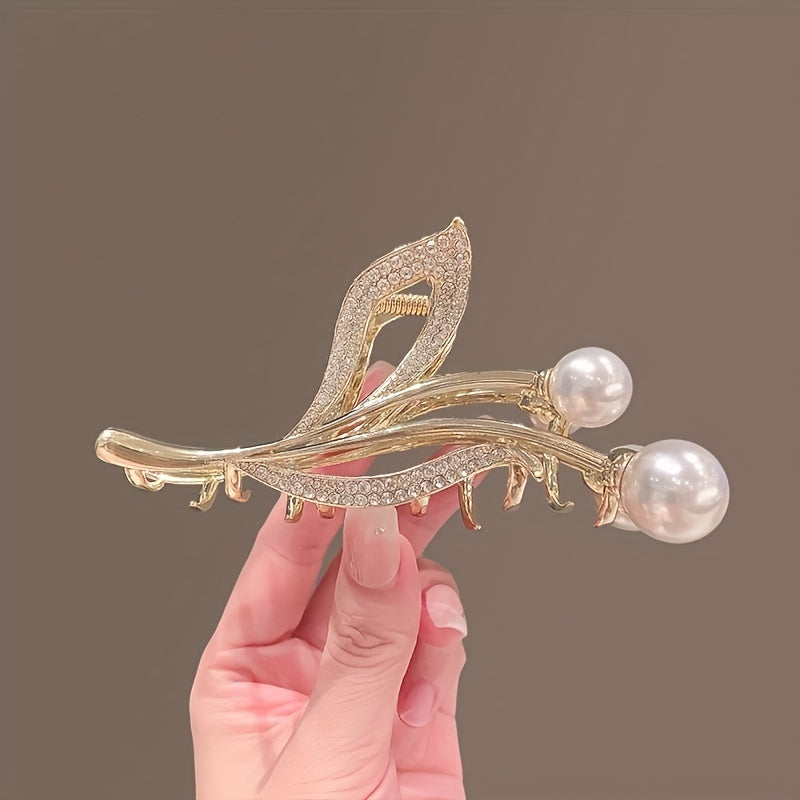 Rhinestones Faux Pearl Hair Clip Claw Headwear Hair Accessories
