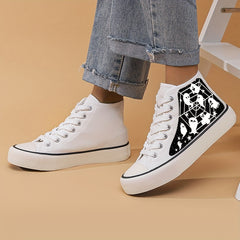 Halloween Ghost Spider Net Print Lightweight High Top Breathable Canvas Sneakers