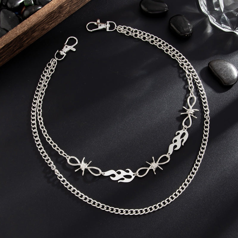 Men's Punk Chain Belt Buckle with Star and Skull, Edgy Accessory