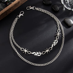 Men's Punk Chain Belt Buckle with Star and Skull, Edgy Accessory