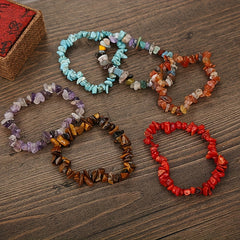 Irregular Crystal Gravel Beaded Bracelet with Elastic Rope for Girls