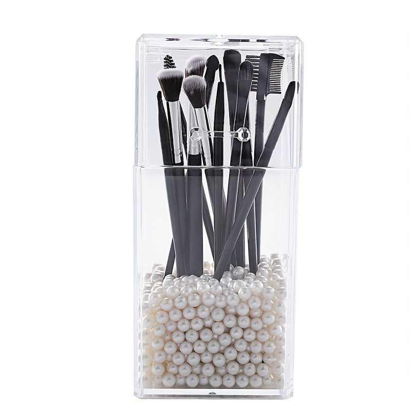 Acrylic Makeup Brush Holder with Lid Organizer Display Case