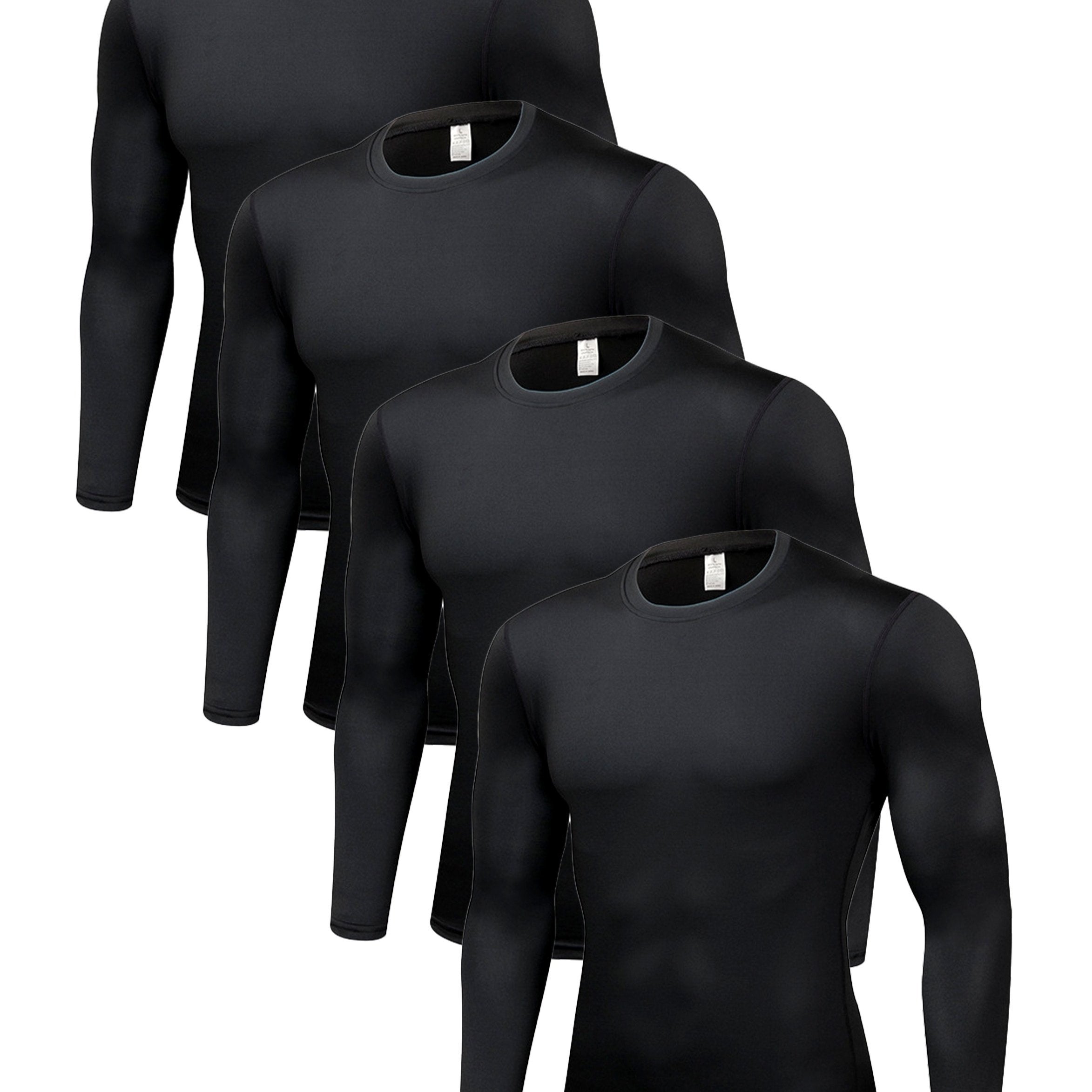 4 Pcs Men's Comfy Sports Compression T-shirts for Fitness Activities