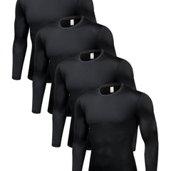 4 Pcs Men's Comfy Sports Compression T-shirts for Fitness Activities