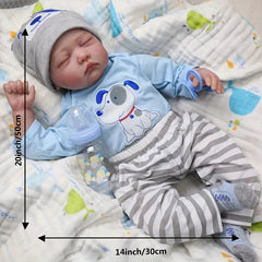 50cm Lifelike Baby Doll with Soft Body And Feeding Kit - Realistic Reborn Boy