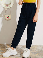 Girls High Waist Jogger Pants for Spring & Autumn