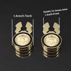 2 Pack Lion Head Shirt Clips Men Women Golden Tone Metal Buttons Decor