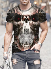 Terrifying Skull Pattern Men's Short Sleeve T-shirt Graphic Tee