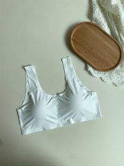 Seamless Padded Sports Bra Wide Strap