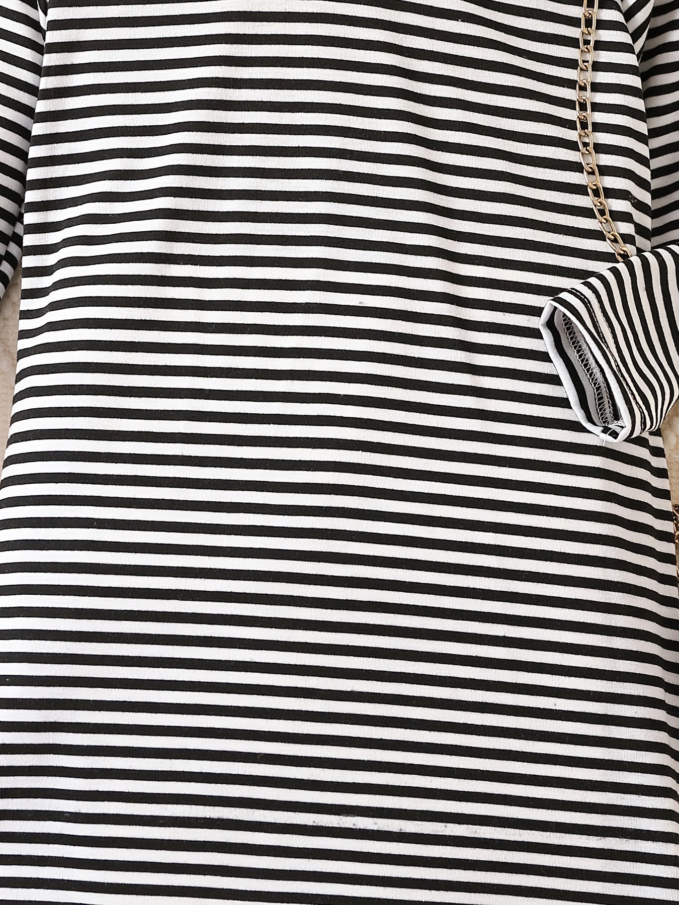 Girls' Long Sleeve Striped Mock Neck Dress