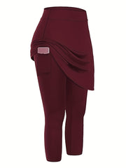 High Waist Tennis Skirted Leggings with Phone Pockets