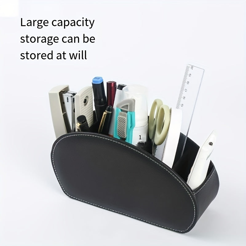 PU Leather Remote Control Holder Organizer Box with 5 Compartments