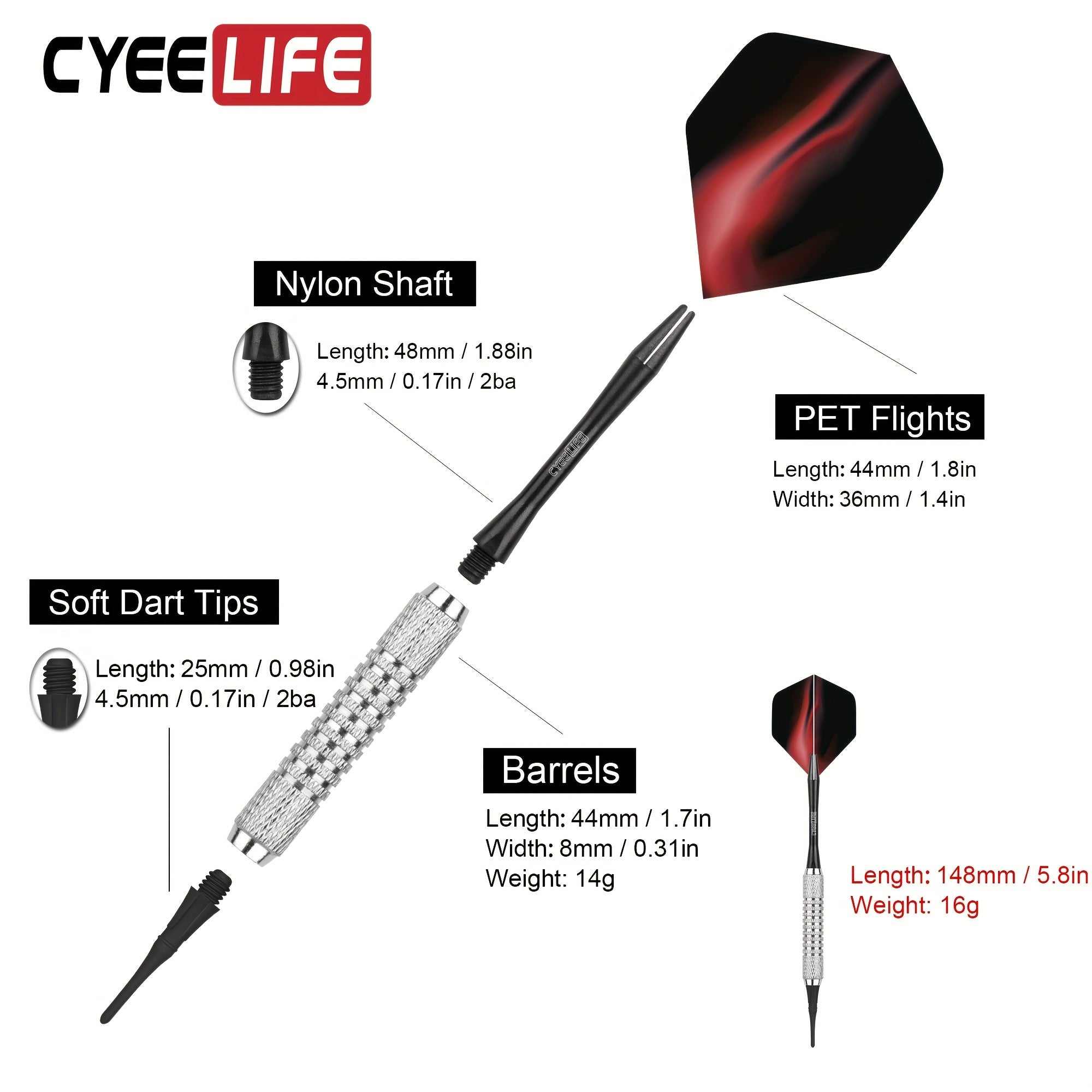 CyeeLife 16g Soft Tip Darts Set for Beginners