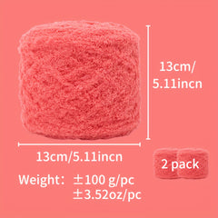2pcs Coral Velvet Wool Soft Skin Friendly Hand Knitting Crocheting DIY