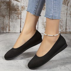 Breathable Flying Woven Flat Shoes Slip On Walking Shoes Lightweight Solid