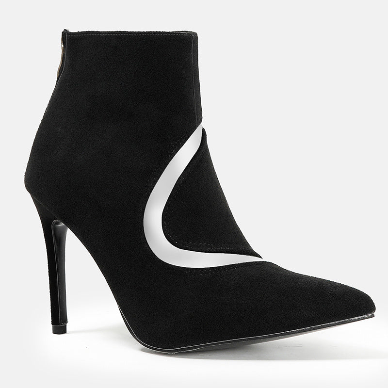Women's Pointed Toe Ankle Boots Stiletto Heel Zipper Back Pumps