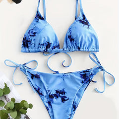 Women's Tie Dye Halter Neck Bikini Set Sexy Swimsuit