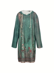 Floral Print Long Sleeve Hoodie Dress